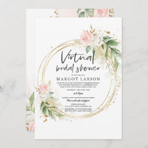 Virtual Bridal Shower Invitation Greenery & Gold Kaart