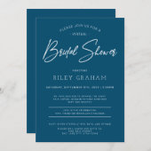 Virtual Bridal Shower Invitation Navy Kaart (Voorkant / Achterkant)