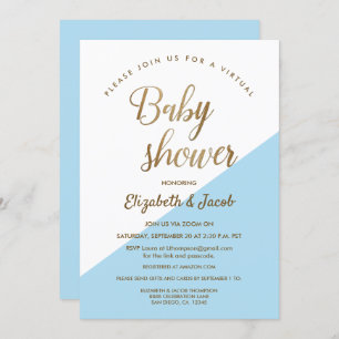 Virtual Dusty Blue Modern Baby shower Kaart