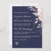 Virtual Dusty Roos Floral Navy Blue Wedding Kaart (Voorkant)