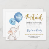 Virtual elephant Baby shower boy Kaart (Voorkant / Achterkant)