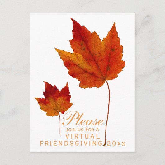 Virtual Friendsgiving Herfst Esdoornbladeren Vakan Uitnodiging Briefkaart (Voorkant)