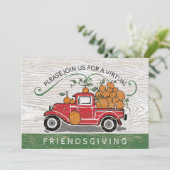 Virtual Friendsgiving  Red Truck Pumpkins Kaart (Staand voorkant)