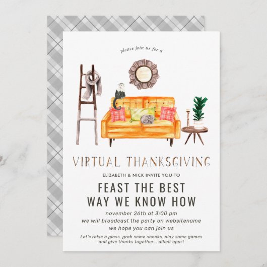 Virtual Friendsgiving Thanksgiving Dinner Party Kaart (Voorkant / Achterkant)
