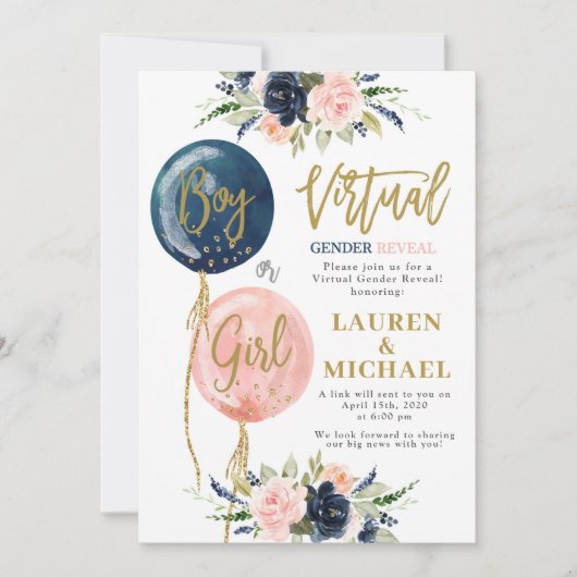 Virtual Gender Reveal Party Kaart (Voorkant)