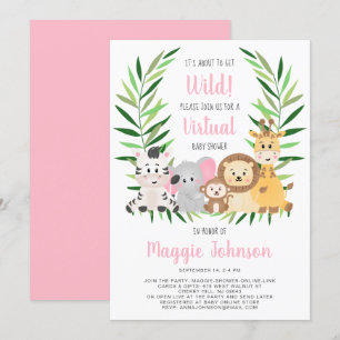 Virtual Get Wild Safari Roze Baby Meisje Douche Kaart