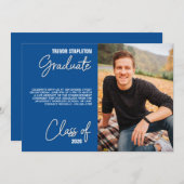 Virtual Graduation Blue Party Invitation (Devant / Derrière)