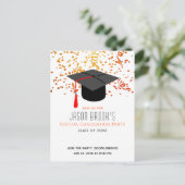 Virtual Graduation Party | Confetti Graduation Cap Uitnodiging Briefkaart (Staand voorkant)