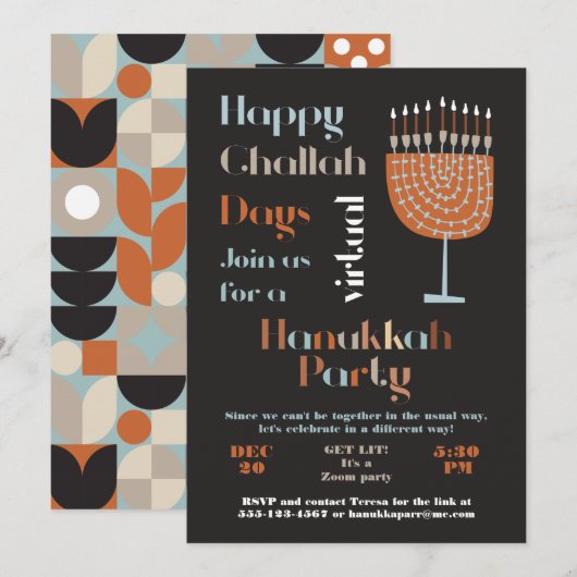 Virtual Happy Challah Day Hanukkah Party Kaart (Voorkant / Achterkant)