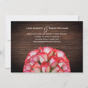 Virtual Live Stream Wedding Rustiek Rose Boeket Kaart