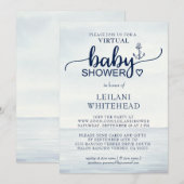 Virtual Nautical Ocean Baby shower Invitation Kaart (Voorkant / Achterkant)