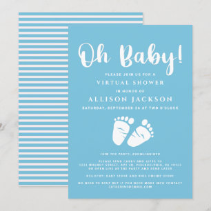 Virtual Oh Baby Boy Douche Baby Voeten Blauw Wit Kaart