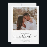 Virtual Online Rustic Photo Faire-part de mariage<br><div class="desc">Le design minimaliste rustique présente un script moderne,  une feuille florale botanique avec photo et une couleur noire au dos de la carte. Personnalisez facilement vos informations de choix. Idéal faire-part de mariage simple pour un mariage virtuel en ligne.</div>
