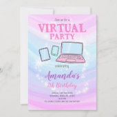 Virtual Party Invite, Quarantine Birthday Invite Kaart (Voorkant)