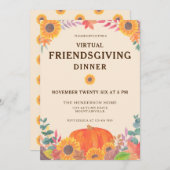 Virtual Pumpkin Sunflower Friendsgiving Dinner Kaart (Voorkant / Achterkant)