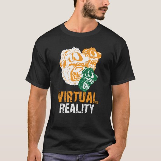 Virtual Reality VR Games Gaming Player Monkey ape T-shirt (Voorkant)