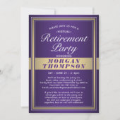 Virtual Retirement Party Paarse Wit en Goud Kaart (Voorkant)