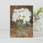 Virtual Streaming Wedding Rustic Hay Daisies Kaart (Staand voorkant)