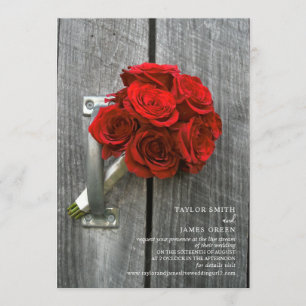 Virtual Streaming Wedding Rustiek Red Rose Boeket Kaart