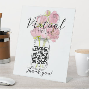 Virtual Tip Jar Scan QR Code Betaling Reclamebord Met Voetstuk