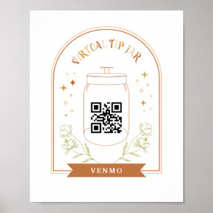 Virtual Tip Jar Scan QR Code Cash App Payment Ped Poster