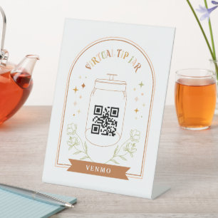 Virtual Tip Jar Scan QR Code Cash App Payment Ped Reclamebord Met Voetstuk