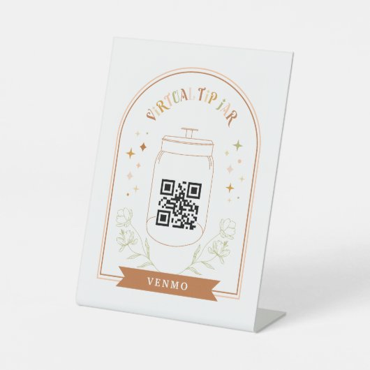 Virtual Tip Jar Scan QR Code Cash App Payment Ped Reclamebord Met Voetstuk (Voorkant)