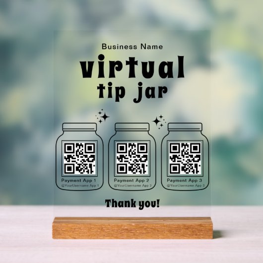 Virtual Tip Jar with 3 QR Code (Neutre)