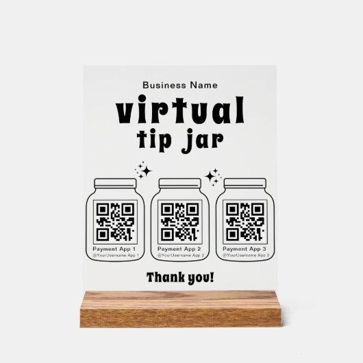 Virtual Tip Jar with 3 QR Code (Recto)