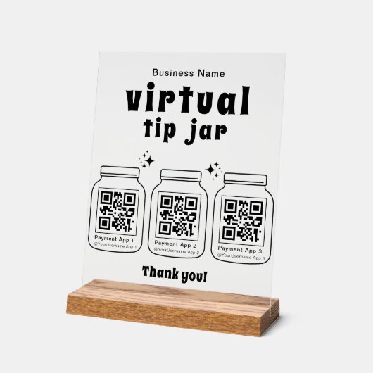 Virtual Tip Jar with 3 QR Code (Angle)