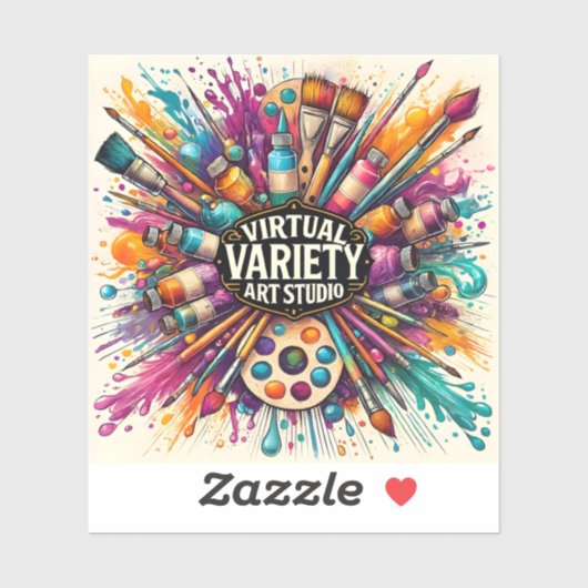 Virtual Variety Art Studio - Square Vinyl Sticker (Vel)