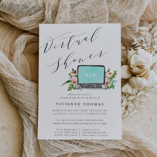 Virtual Vrijgezellenfeest van Floral Laptop Kaart
