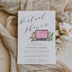 Virtual Vrijgezellenfeest van Floral Laptop Kaart