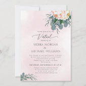 Virtual Wedding Blush Pink Peony Waterverf Kaart (Voorkant)