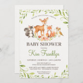 Virtual Woodland Baby shower Invitation Aankondiging (Voorkant / Achterkant)