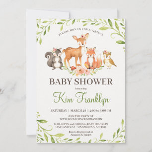 Virtual Woodland Baby shower Invitation Aankondiging