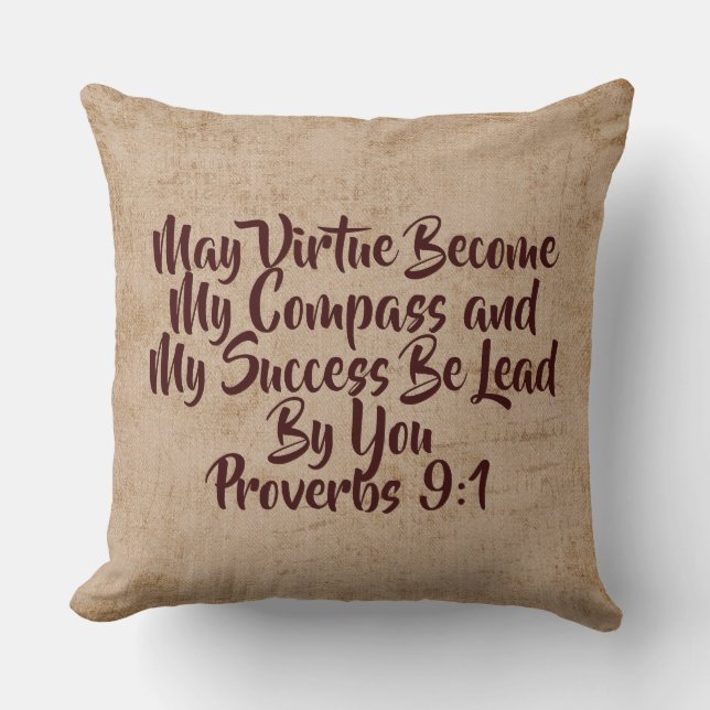 Virtue Be My Comass Reversible Tan/Strike Coussin (Recto)