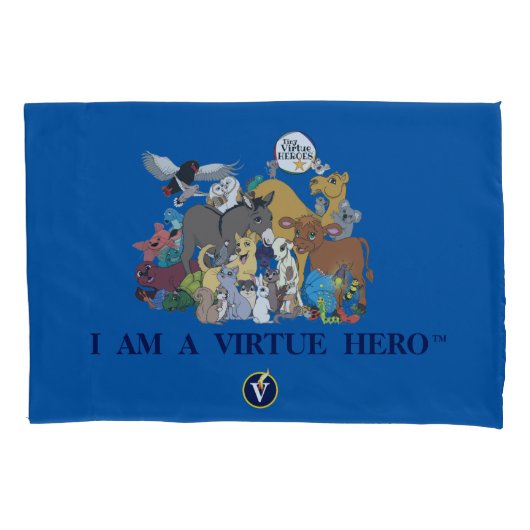 VIRTUE HEROES Characters Pillow Hoesje - blauw Kussensloop (Voorkant)