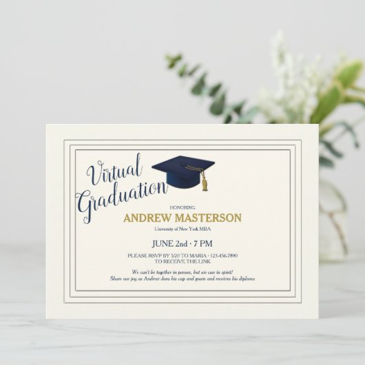 Virtueel Afstuderen Verfijnd Afstuderen uitnodigen Aankondiging (Staand voorkant)