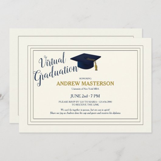 Virtueel Afstuderen Verfijnd Afstuderen uitnodigen Aankondiging (Voorkant / Achterkant)