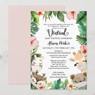 Virtueel Baby shower Gemaskeerd Oerwoud Safari F Kaart