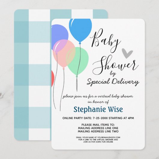 Virtueel Baby shower per e-mailballon Kaart (Voorkant / Achterkant)