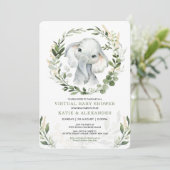 Virtueel Baby shower per post | groen olifant Kaart (Staand voorkant)