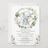 Virtueel Baby shower per post | groen olifant Kaart (Voorkant)