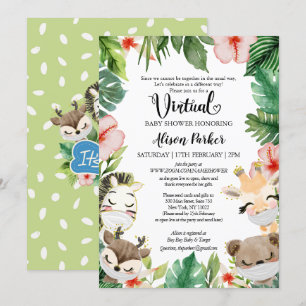 Virtueel Baby shower voor BOY Safari Friends Kaart