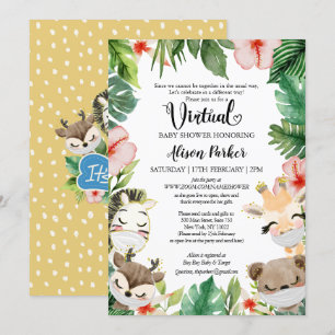 Virtueel Baby shower voor BOY Safari Friends Kaart