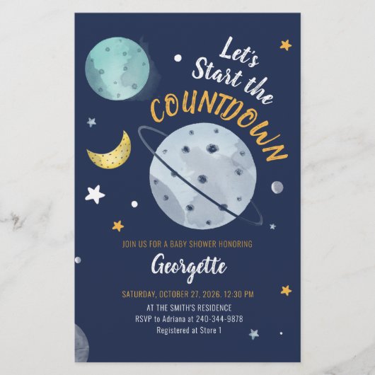 Virtueel Baby shower voor externe ruimteaftelfunct Briefpapier (Voorkant)