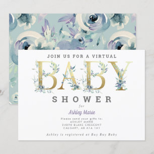 Virtueel Baby shower voor lange afstand blauwe blo Kaart