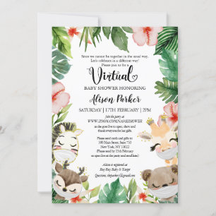 Virtueel Baby shower voor meisjes   Safari Friends Kaart