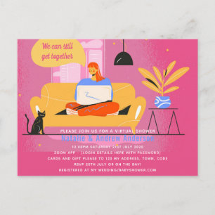Virtueel feestje baby bruidsfeest verjaardag afstu briefkaart